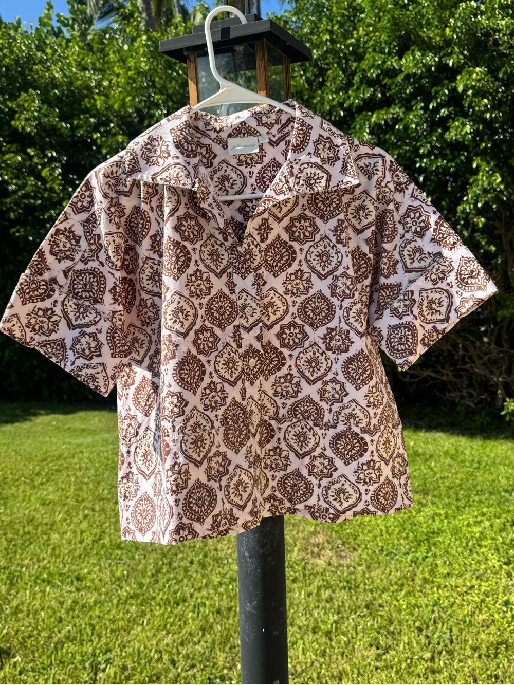 Julia Amory Antibes Button-Down Coco Medallion Boxy Shirt  XS